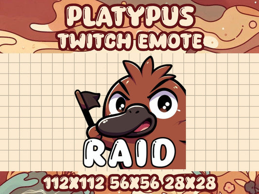 Brown Platypus Raid Emote | Kawaii Gamer Icon for Twitch and Discord