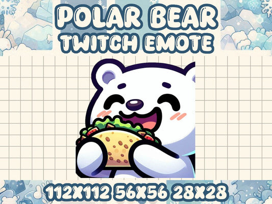 Polar Bear Taco Emote for Kawaii Twitch and Discord Icons