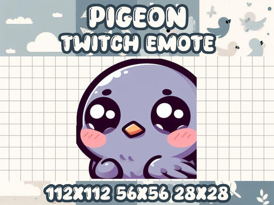 Pigeon Blush Emote | Kawaii Bird Icon for Twitch & Discord