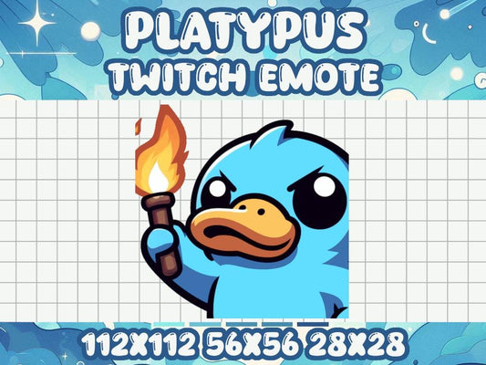 Blue Platypus Riot Emote for Study and Livestream Platforms | Twitch & Discord Chaos Fire Fight Uprise Mods Streamer Chat Against Angry Mad