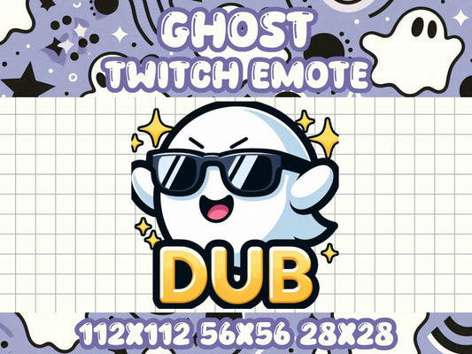 Ghost Dub Emote | Cute Kawaii Icon for Twitch and Discord Gamers