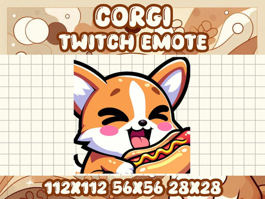 Corgi Hot Dog Cute Kawaii Gamer Emote for Twitch & Discord