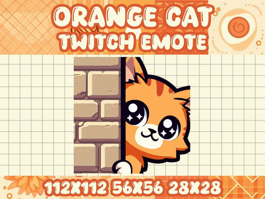 Orange Tabby Cat Lurk Emote for Twitch Discord Gamer Chats