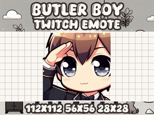 Butler Boy Salute Emote for Gamers with Cute Kawaii Icons