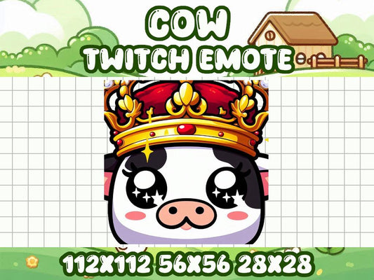 Cow Crown Emote | Kawaii Royal Icon for Twitch and Discord