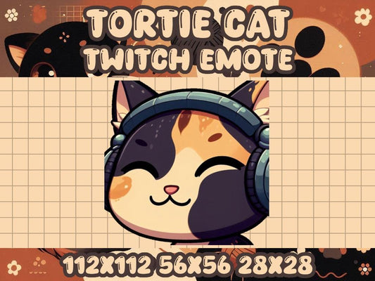 Tortoiseshell Cat Jam Emote for Twitch Discord Rave Vibes