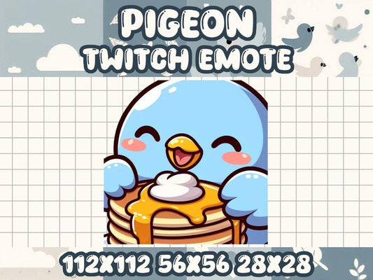 Pigeon Pancakes Emote | Kawaii Chibi Icon for Twitch and Discord