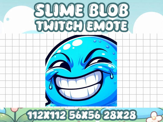 Blue Slime Blob Troll Emote | Funny Kawaii Gamer Icon for Twitch & Discord