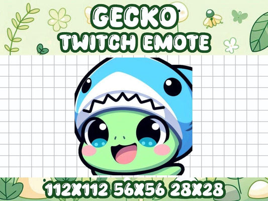 Green Gecko Shark Hat Emote for Twitch and Discord