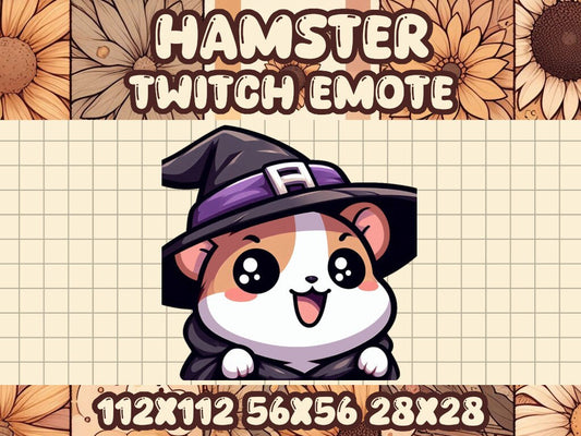 Hamster Witch Hat Emote for Halloween on Twitch Discord