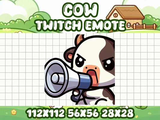 Cow Megaphone Emote | Cute Kawaii Chibi Icon for Twitch and Discord